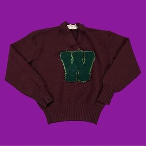80s Markwort “W” Varsity V-Neck Sweater